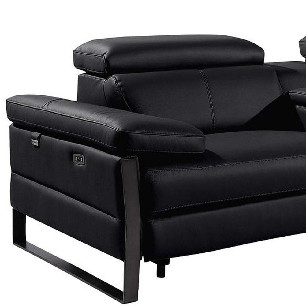 170" Dark Gray Italian Leather Reclining USB and Wireless Charger Sofa And Storage