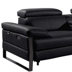 170" Dark Gray Italian Leather Reclining USB and Wireless Charger Sofa And Storage