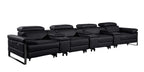 170" Dark Gray Italian Leather Reclining USB and Wireless Charger Sofa And Storage