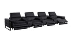 170" Dark Gray Italian Leather Reclining USB and Wireless Charger Sofa And Storage