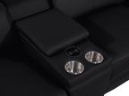 170" Dark Gray Italian Leather Reclining USB and Wireless Charger Sofa And Storage