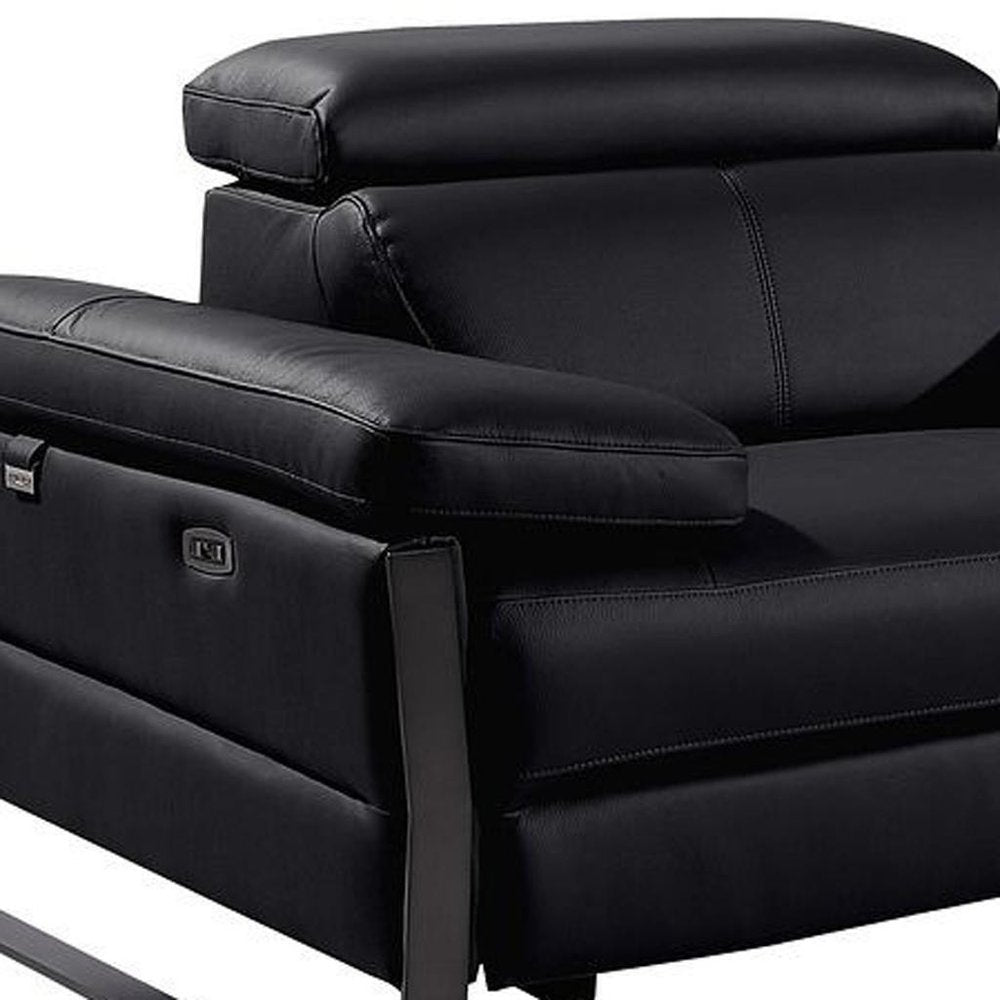 170" Dark Gray Italian Leather Reclining USB and Wireless Charger Sofa And Storage