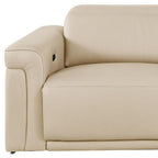100" Beige Italian Leather Reclining USB Sofa