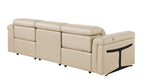 100" Beige Italian Leather Reclining USB Sofa