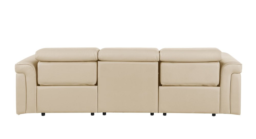 100" Beige Italian Leather Reclining USB Sofa