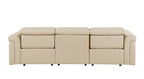 100" Beige Italian Leather Reclining USB Sofa