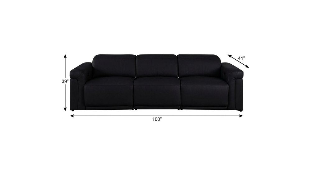 100" Beige Italian Leather Reclining USB Sofa