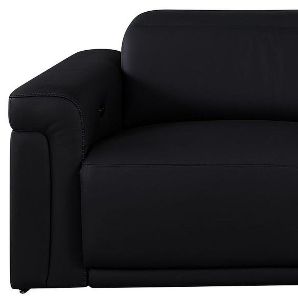 100" Beige Italian Leather Reclining USB Sofa