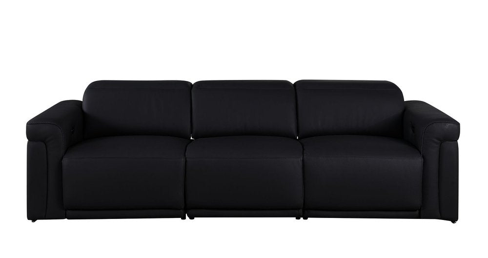 100" Beige Italian Leather Reclining USB Sofa