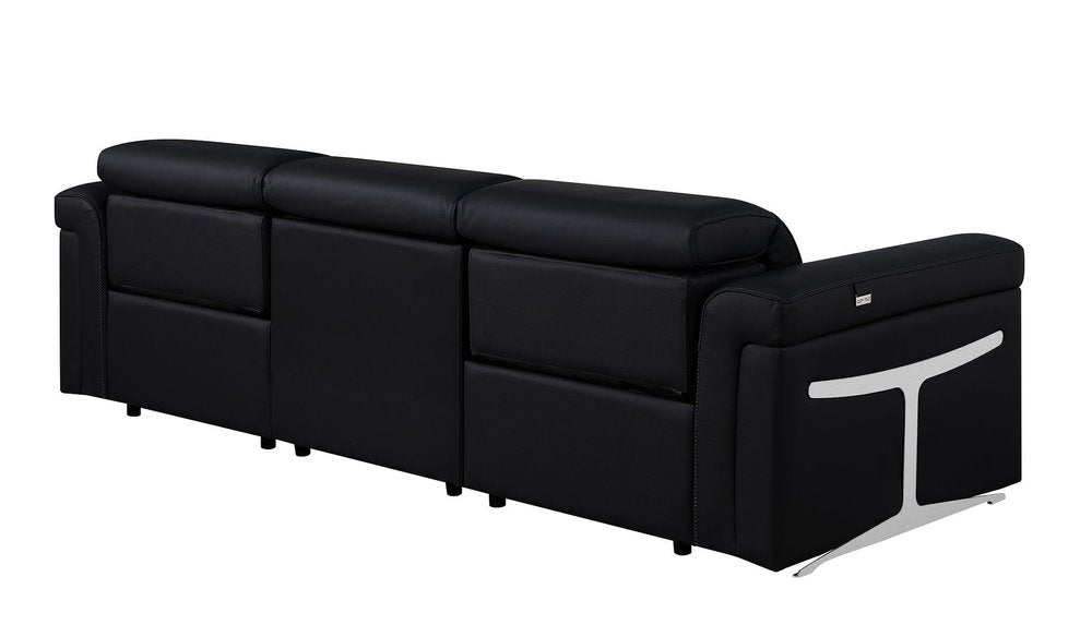 100" Beige Italian Leather Reclining USB Sofa