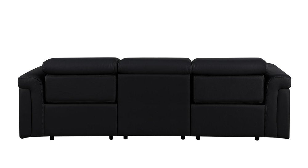 100" Beige Italian Leather Reclining USB Sofa
