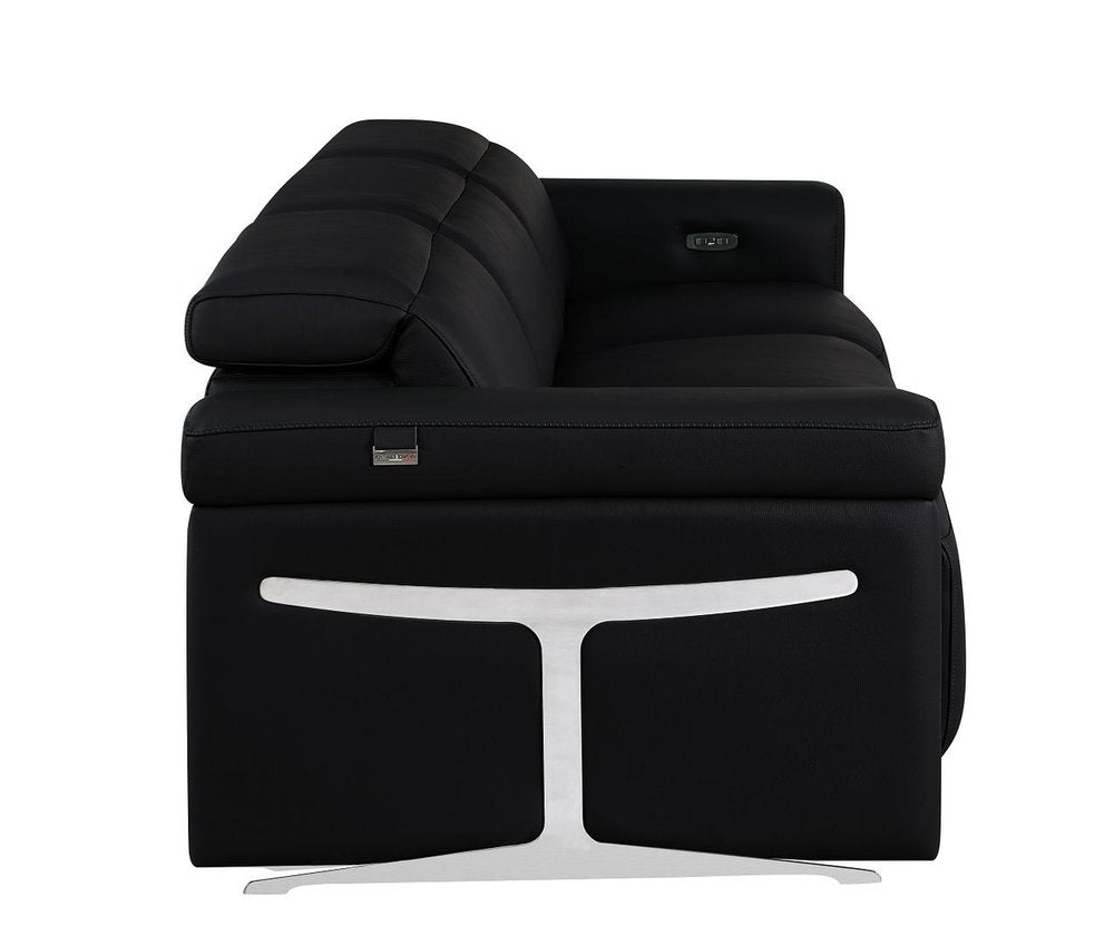 100" Beige Italian Leather Reclining USB Sofa