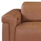 100" Beige Italian Leather Reclining USB Sofa