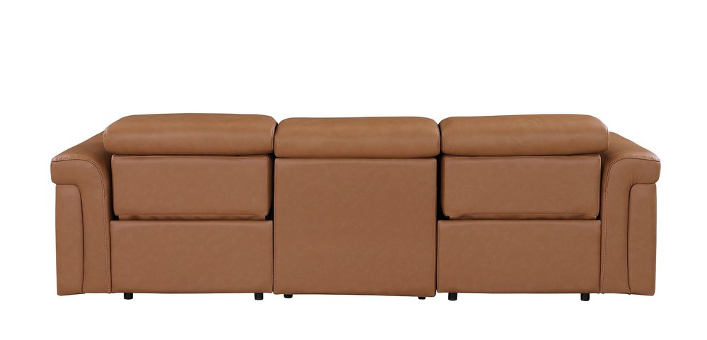 100" Beige Italian Leather Reclining USB Sofa