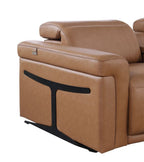 100" Beige Italian Leather Reclining USB Sofa