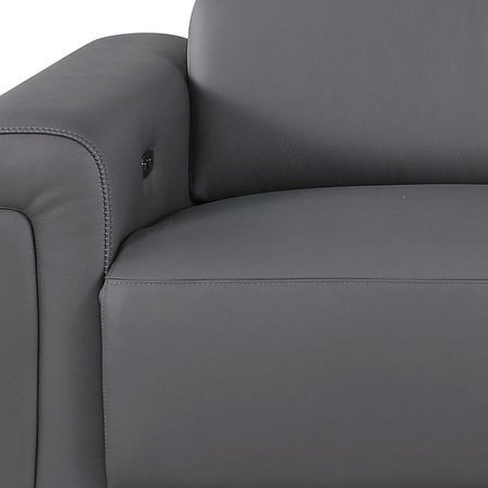 100" Beige Italian Leather Reclining USB Sofa
