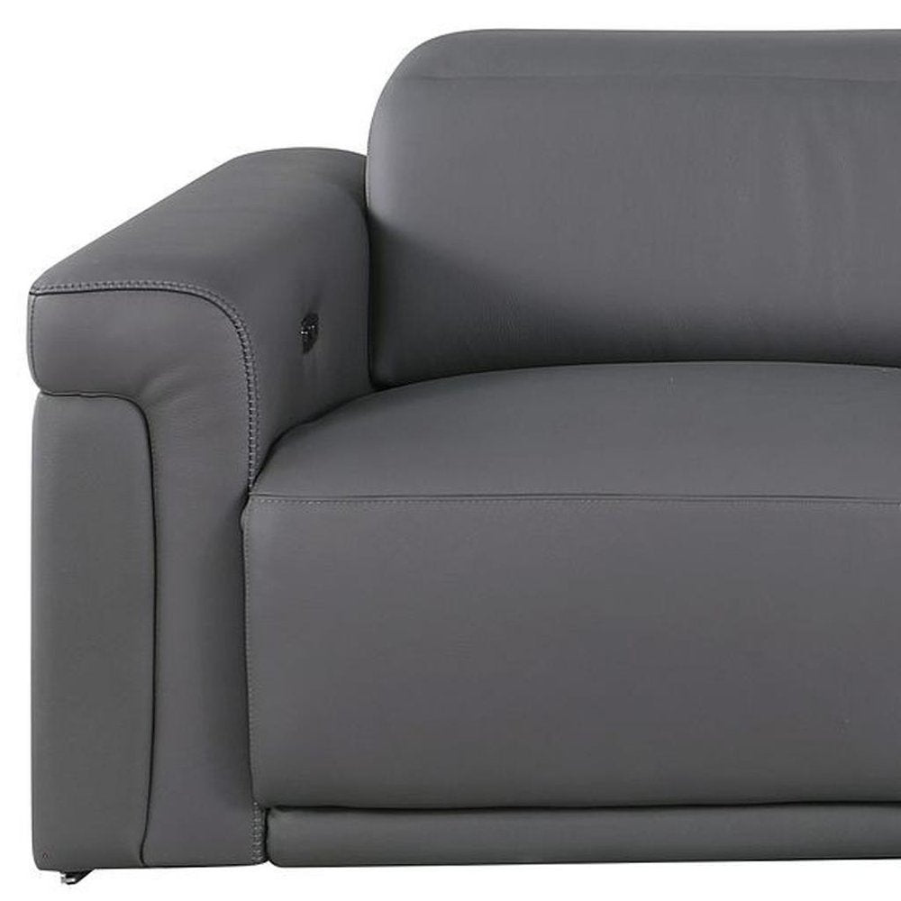 100" Beige Italian Leather Reclining USB Sofa