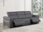 100" Beige Italian Leather Reclining USB Sofa