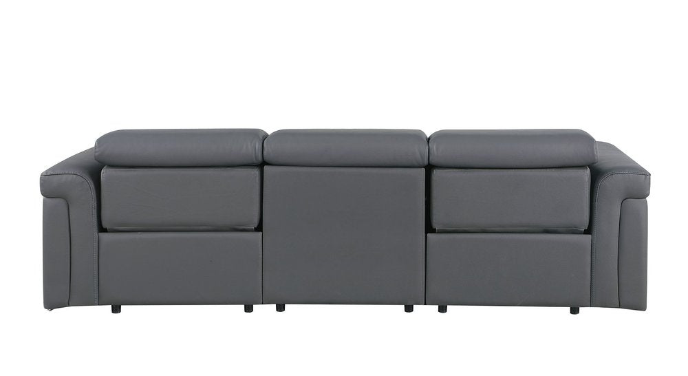 100" Beige Italian Leather Reclining USB Sofa