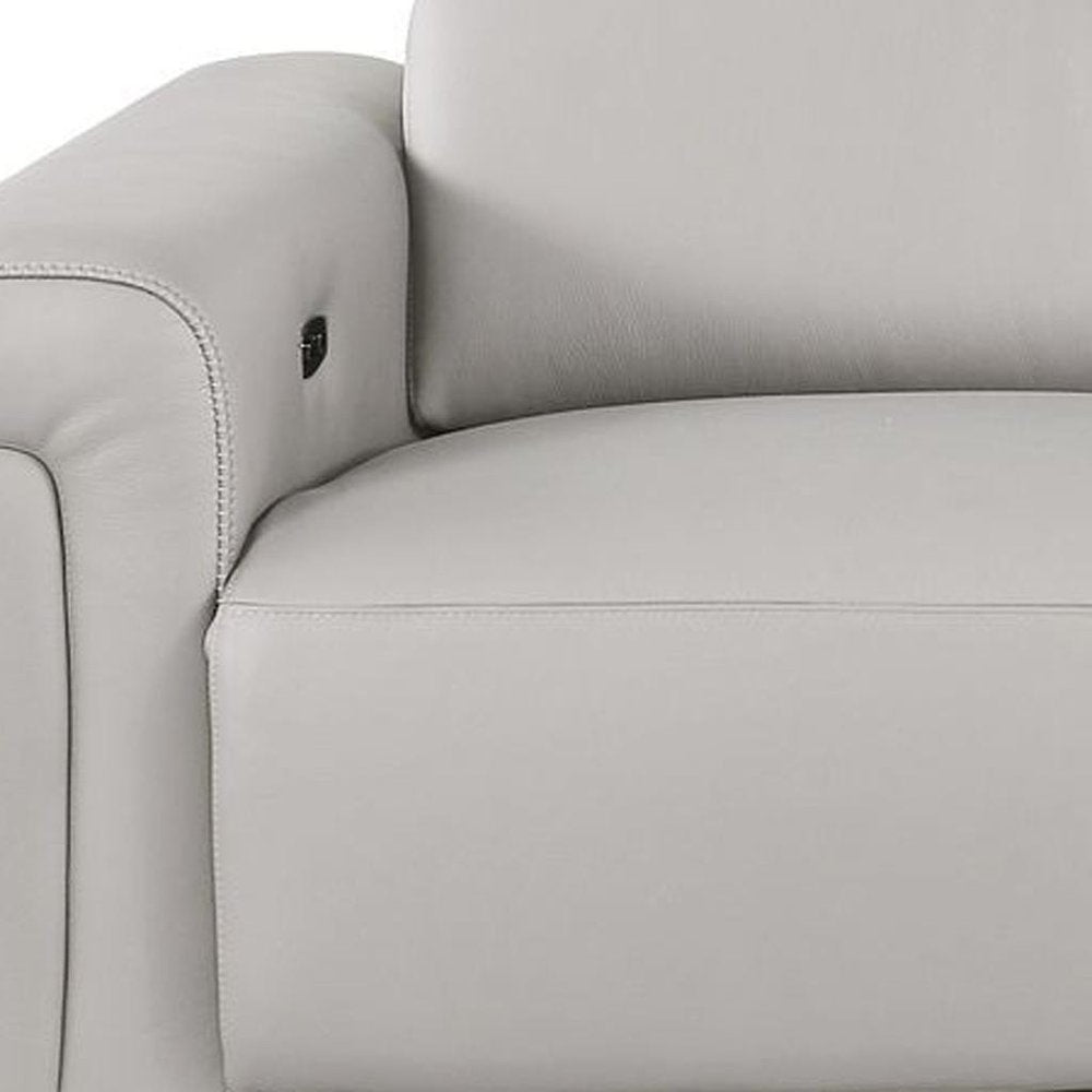 100" Beige Italian Leather Reclining USB Sofa