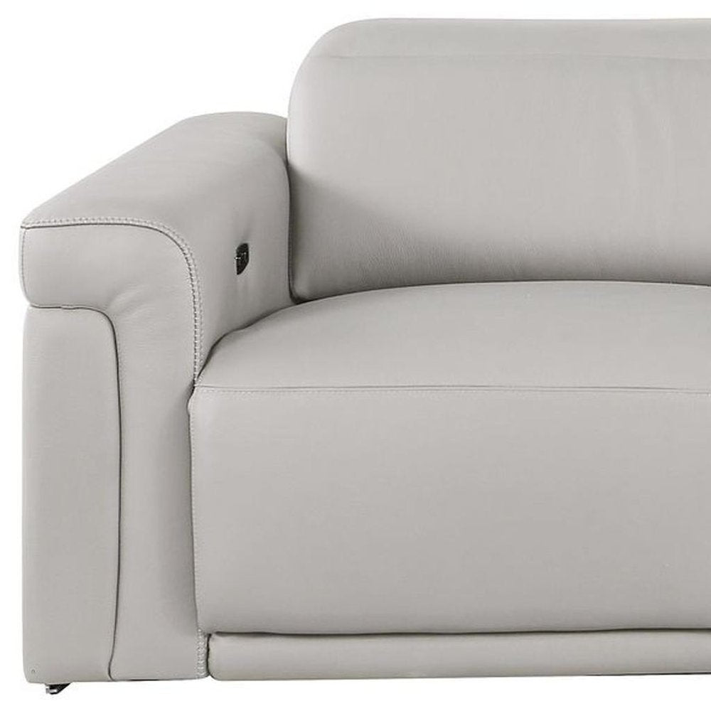 100" Beige Italian Leather Reclining USB Sofa