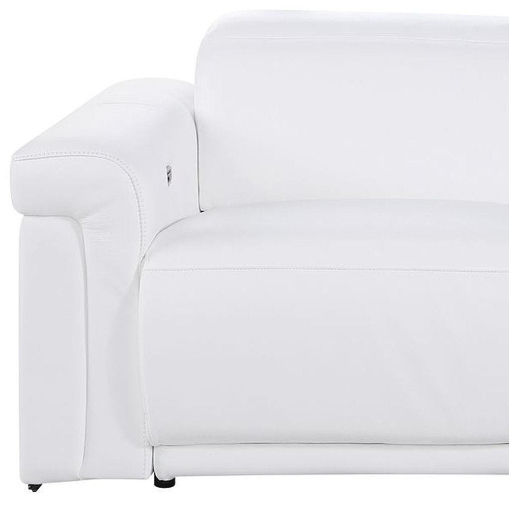 100" Beige Italian Leather Reclining USB Sofa