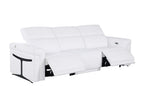100" Beige Italian Leather Reclining USB Sofa