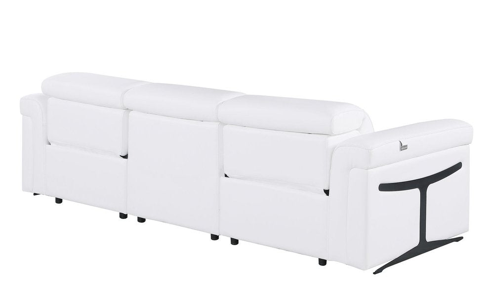 100" Beige Italian Leather Reclining USB Sofa