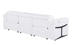100" Beige Italian Leather Reclining USB Sofa