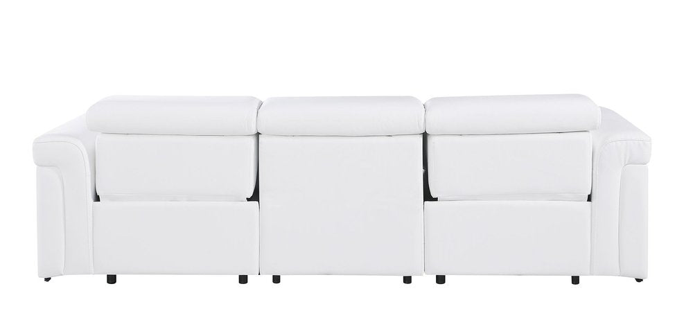 100" Beige Italian Leather Reclining USB Sofa