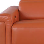 100" Beige Italian Leather Reclining USB Sofa