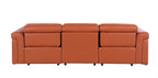 100" Beige Italian Leather Reclining USB Sofa
