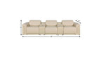 126" Beige Italian Leather Reclining USB and Wireless Charger Sofa And Storage