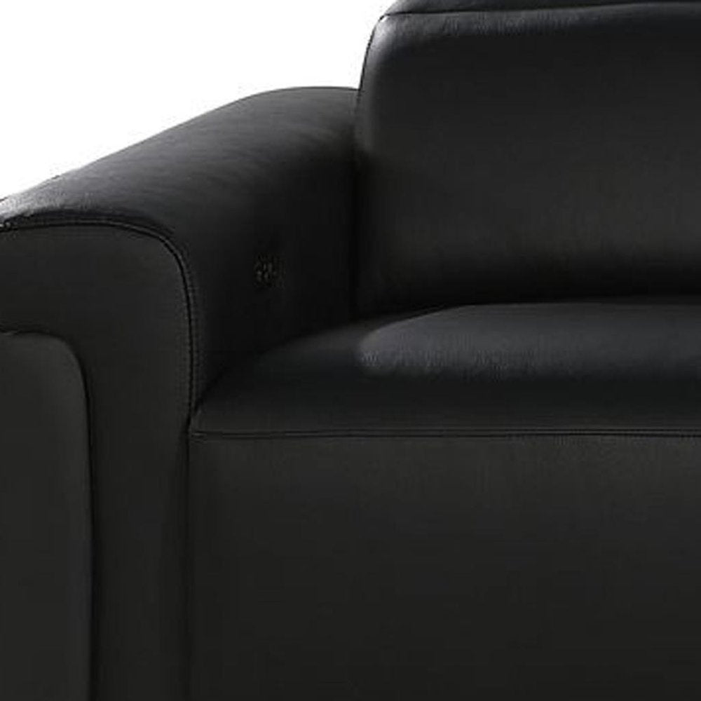 126" Beige Italian Leather Reclining USB and Wireless Charger Sofa And Storage