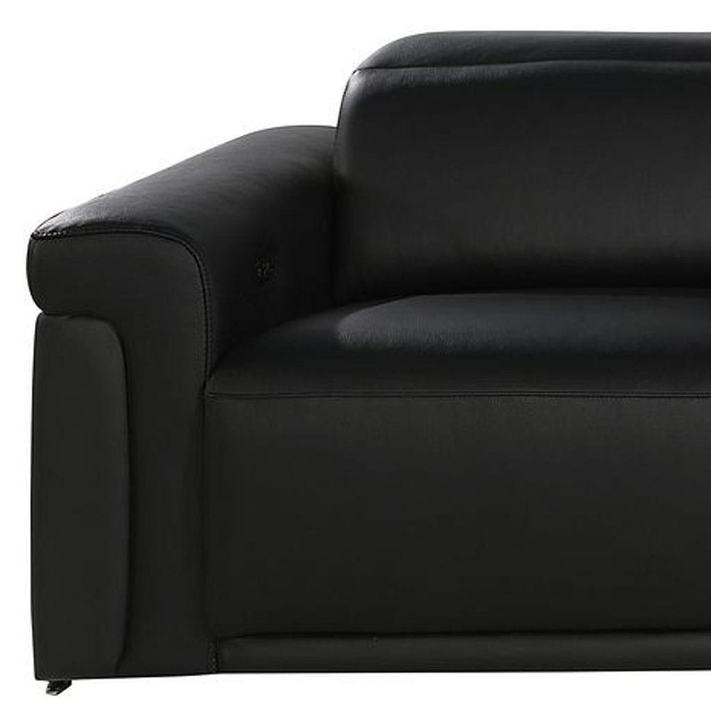 126" Beige Italian Leather Reclining USB and Wireless Charger Sofa And Storage