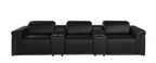 126" Beige Italian Leather Reclining USB and Wireless Charger Sofa And Storage