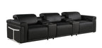 126" Beige Italian Leather Reclining USB and Wireless Charger Sofa And Storage