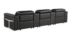 126" Beige Italian Leather Reclining USB and Wireless Charger Sofa And Storage