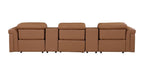 126" Beige Italian Leather Reclining USB and Wireless Charger Sofa And Storage