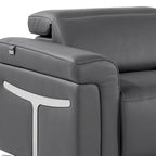 126" Beige Italian Leather Reclining USB and Wireless Charger Sofa And Storage