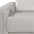 126" Beige Italian Leather Reclining USB and Wireless Charger Sofa And Storage