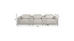 126" Beige Italian Leather Reclining USB and Wireless Charger Sofa And Storage