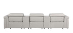 126" Beige Italian Leather Reclining USB and Wireless Charger Sofa And Storage