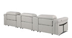 126" Beige Italian Leather Reclining USB and Wireless Charger Sofa And Storage