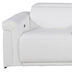 126" Beige Italian Leather Reclining USB and Wireless Charger Sofa And Storage