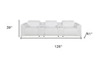 126" Beige Italian Leather Reclining USB and Wireless Charger Sofa And Storage