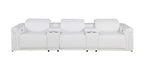 126" Beige Italian Leather Reclining USB and Wireless Charger Sofa And Storage