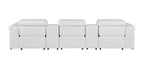 126" Beige Italian Leather Reclining USB and Wireless Charger Sofa And Storage