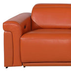 126" Beige Italian Leather Reclining USB and Wireless Charger Sofa And Storage