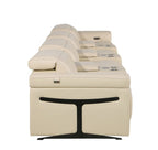 166" Beige Italian Leather Reclining USB Sofa And Storage